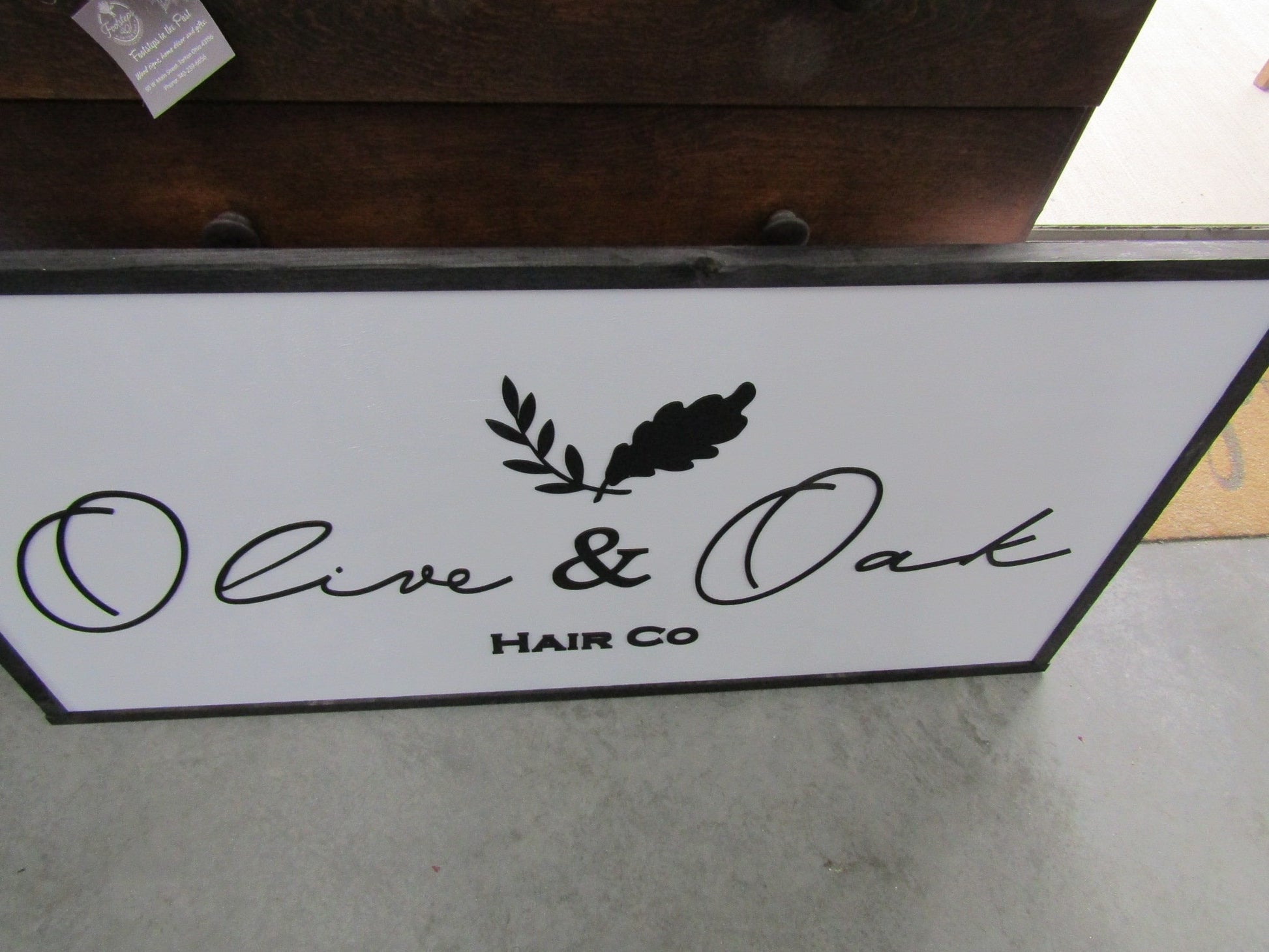 Large Custom Business Sign Hair Salon Company Olive Oak We Use Your Actual Graphic Business Logo Wood Laser Cut Out, 3D, Extra Large