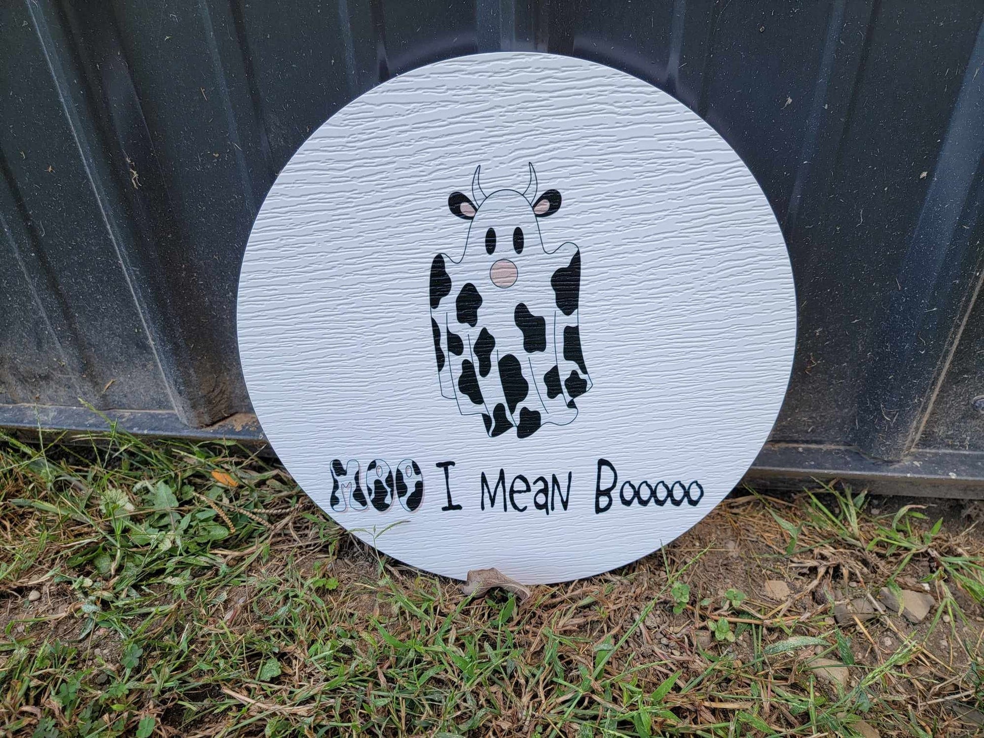 Boo Moo Ghost Cow Cow print Halloween Fall Porch Pumpkin Autumn Gourd PVC Weatherproof Ultraviolet Ink Doorhanger Outdoor Use