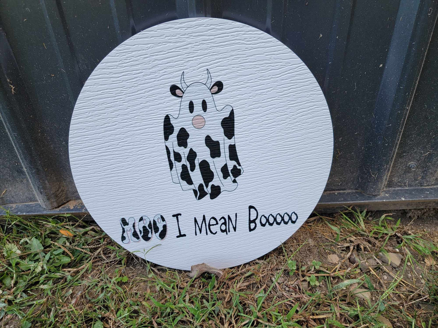 Boo Moo Ghost Cow Cow print Halloween Fall Porch Pumpkin Autumn Gourd PVC Weatherproof Ultraviolet Ink Doorhanger Outdoor Use