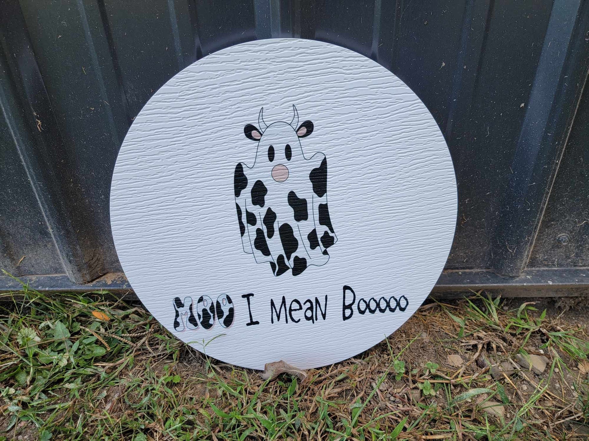 Boo Moo Ghost Cow Cow print Halloween Fall Porch Pumpkin Autumn Gourd PVC Weatherproof Ultraviolet Ink Doorhanger Outdoor Use