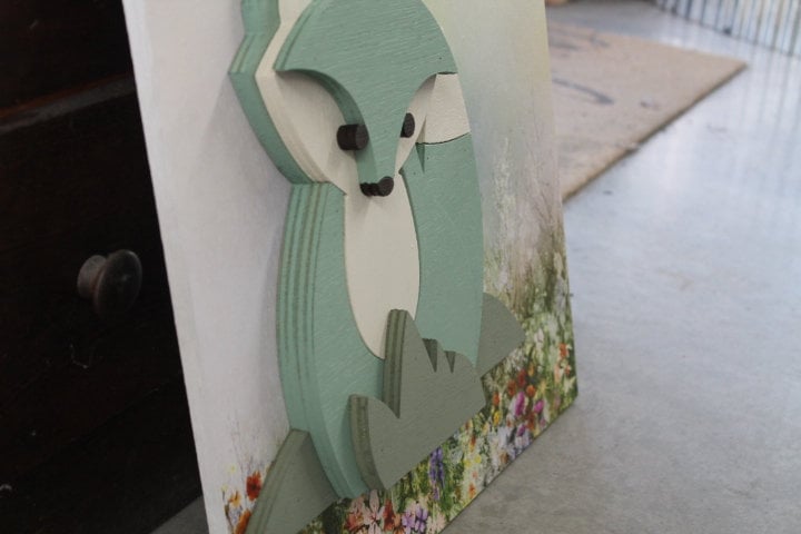 Woodland Fox Floral Teal Kit Color Baby Gift Girls Room Handmade Spring Nursery Decor 3D Raised Text Wall Décor Decoration Primitive