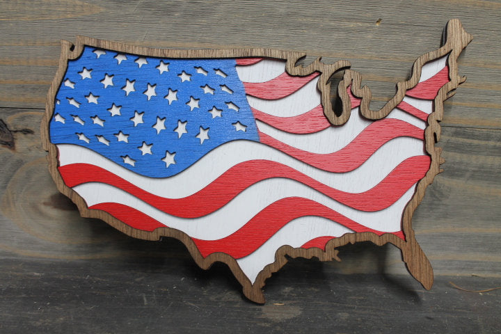 USA Flag Cutout Handmade 3D Layered Country United States Stars and Stripes States of America Made in the USA Red white and blue Patriotic