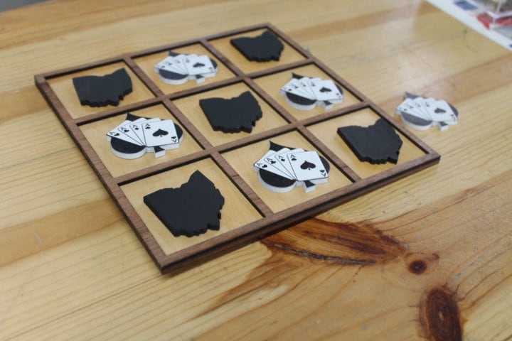 Amanda Clearcreek Acers Aces Ohio School Spades Handmade Tic Tac Toe Stained Game Wooden Vacation Family boardgame Laser cut engraved