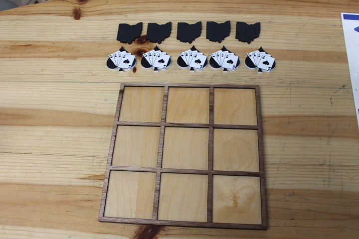 Amanda Clearcreek Acers Aces Ohio School Spades Handmade Tic Tac Toe Stained Game Wooden Vacation Family boardgame Laser cut engraved