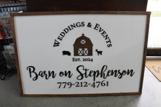 Wedding and Events Custom Business Sign Rectangle 3D Large Custom Indoor Outdoor Small Business Logo Laser Cut Wood Sign Barn Farm