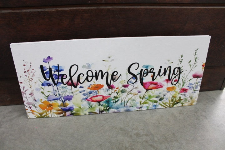 Welcome Spring Decor Garden Floral Flowers Handmade Colorful Unframed Inspiring Text 3D Raised Text Wall Decoration Primitive Rustic