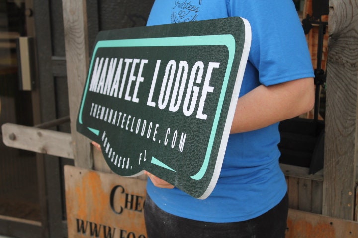 Custom Outdoor Sign Manatee Habitat Lodge Your Logo Enclosure Zoo Wildlife Center Sancturary PVC Textured Weatherproof Waterproof Fade Proof