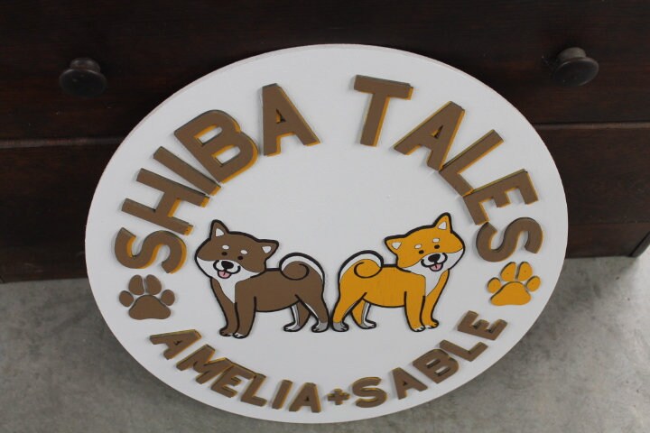 Custom Shiba Dog Wooden Layered Sign Puppy Tall Tales Story Tale Handmade 3D Cartoon Dog Lover Personalized Raised Signage