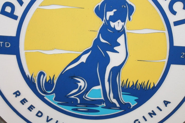 Labrador Dog Bird Dog Park Reflection Paws Lake Layered Sign Pet Custom Sign Round Business Commerical Signage Logo Circle Wooden Handmade