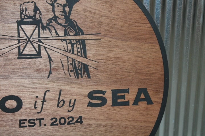 Nautical Sea Lantern Coast Guard USCG Custom Sign Round Base Sign Made to Order Store Front Small Shop Logo Circle Wooden Handmade