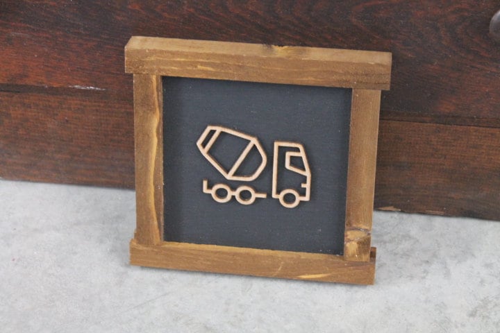 Cement truck Work Truck Things with wheels Boys Room Nursery Play room Handmade Framed Wall Decor 3D Layered Laser cut wood sign
