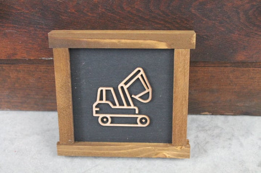 Excavator Digger Construction Work Truck Things with wheels Boys Room Nursery Play room Handmade Wall Decor 3D Layered Laser cut wood sign