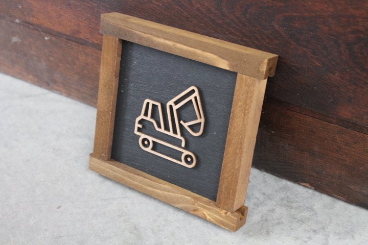 Excavator Digger Construction Work Truck Things with wheels Boys Room Nursery Play room Handmade Wall Decor 3D Layered Laser cut wood sign