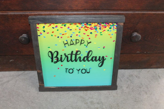 Happy Birthday Confetti Printed and Raised Sign Decor Party Special Event Celebration Handmade Wooden 3d Color Wall Art Decoration
